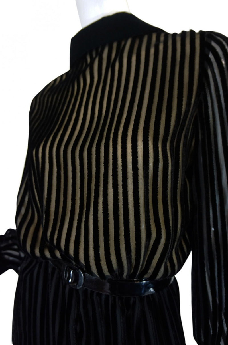 1960s Jean Louis Demi-Couture Silk Chiffon & Velvet Dress