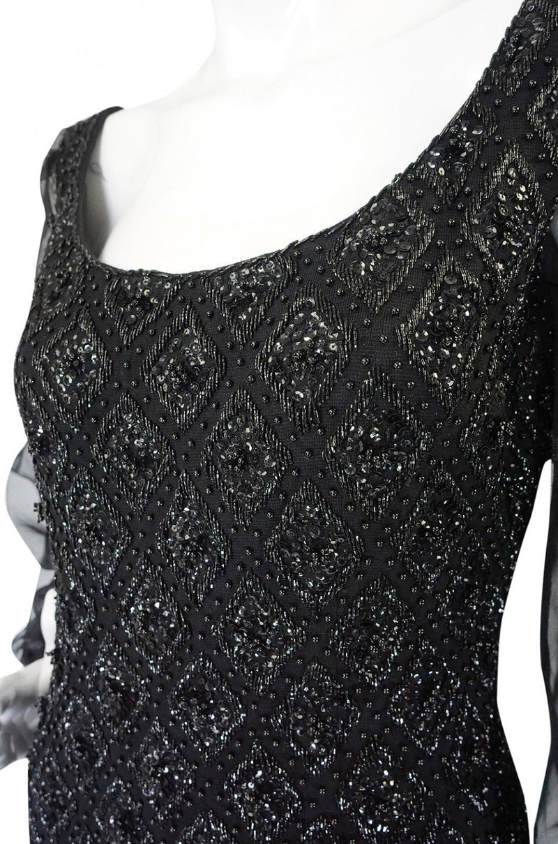 1960s Heavy Hand Beaded Black Shift – Shrimpton Couture