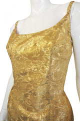 1960s Mr Blackwell Gold Brocade Gown