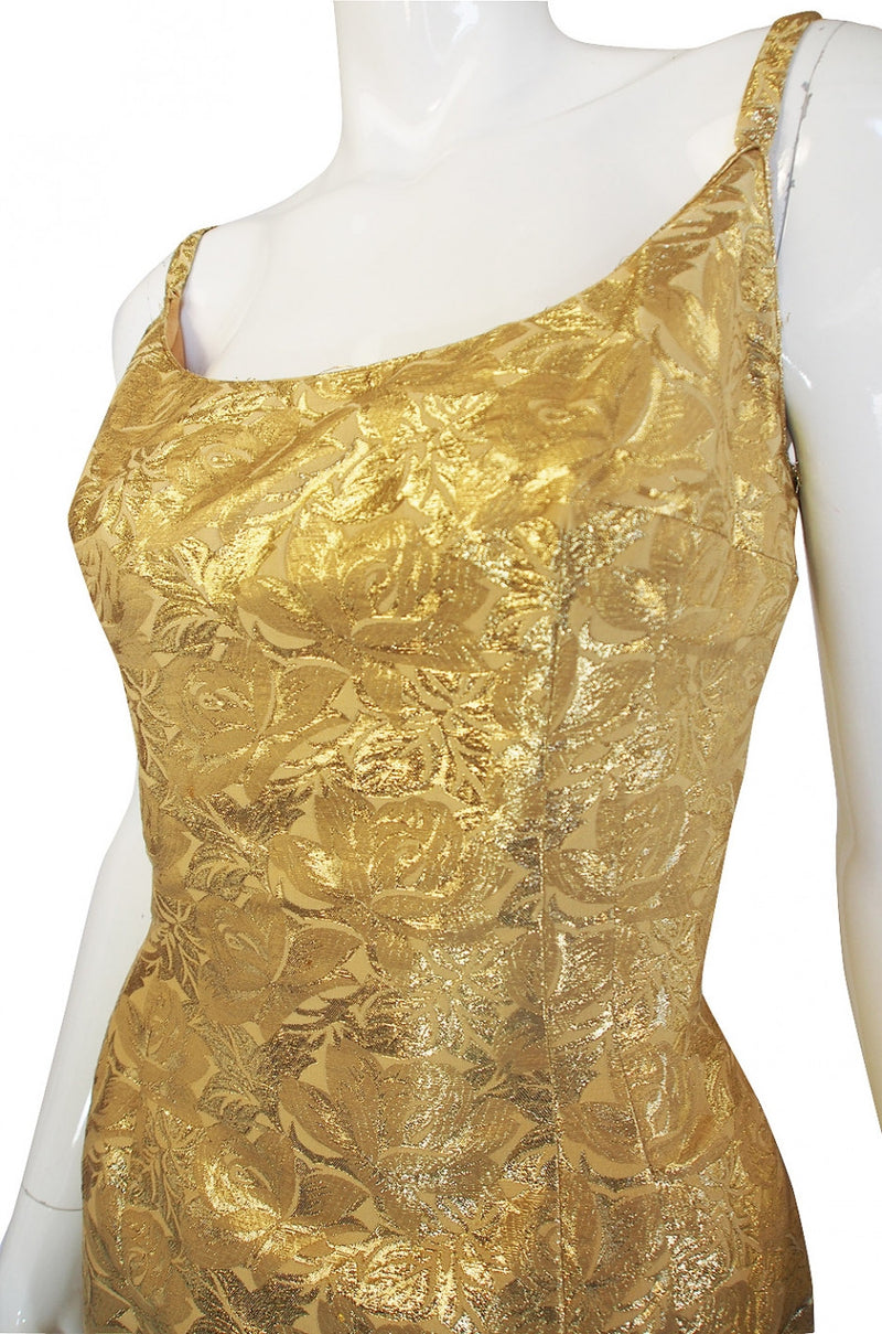 1960s Mr Blackwell Gold Brocade Gown