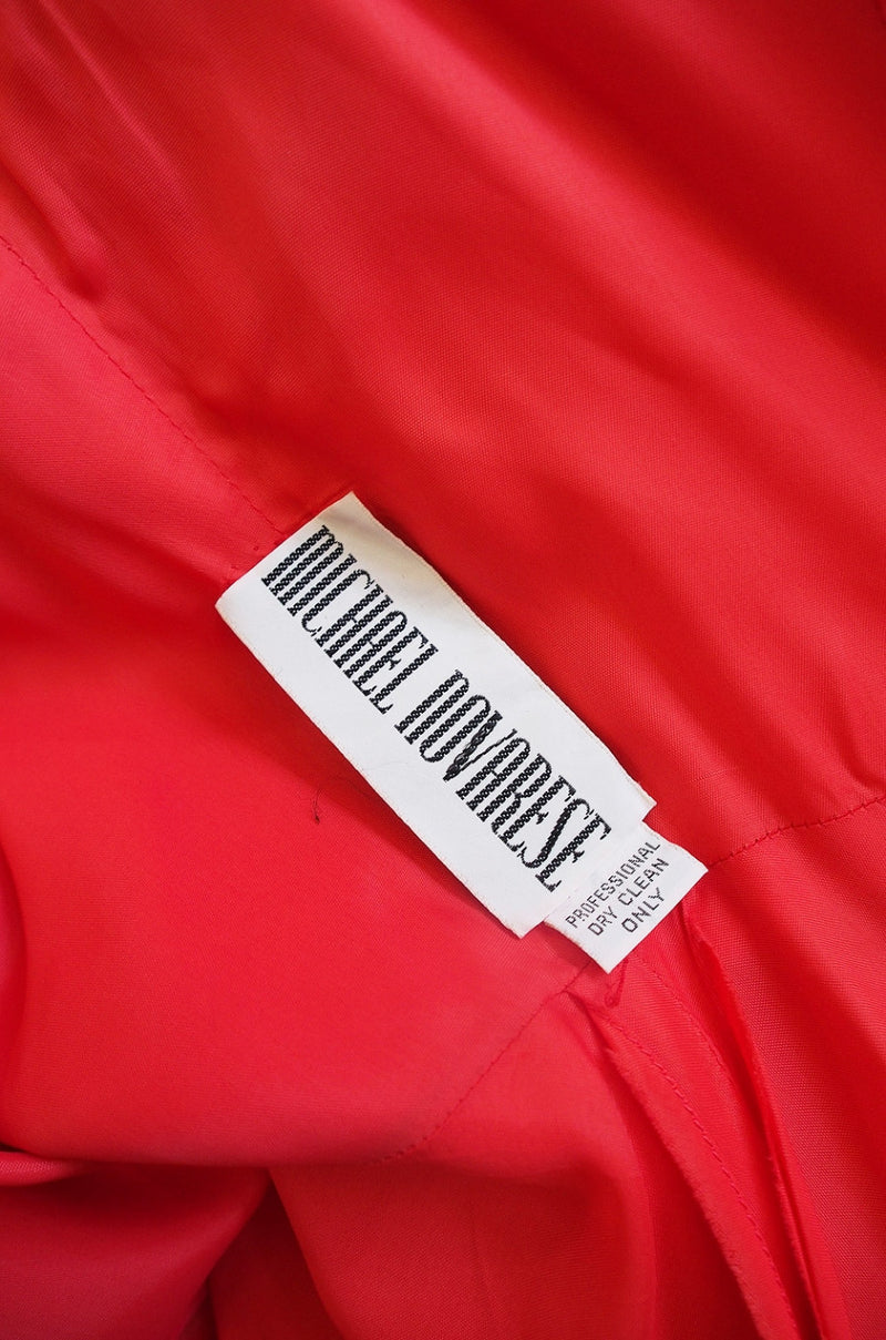 1970s Michael Novarese Tiered Red Silk Chiffon Dress