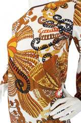 1970s Jean Allen Printed Caftan Maxi