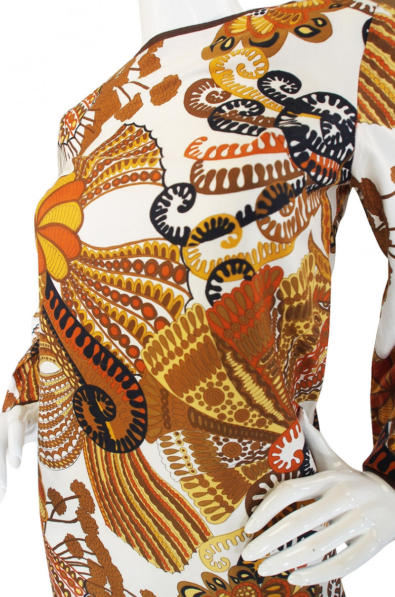 1970s Jean Allen Printed Caftan Maxi