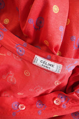 1970s Celine Bicycle Print Shirt Dress