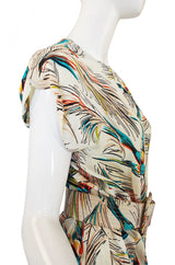 1940s Silk DuBarry Parrot Print Gown