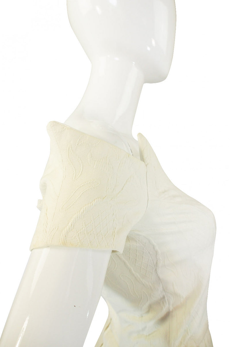 1980s White Lanvin Brocade Dress