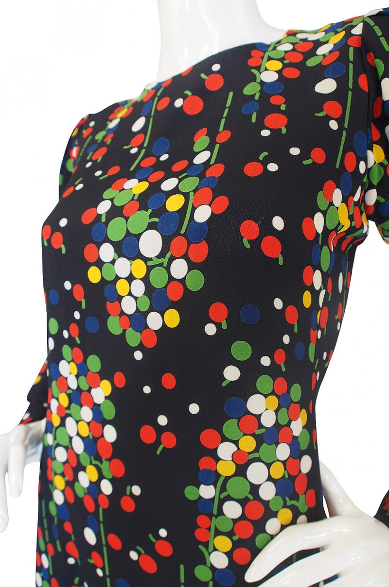1970s Dotted Silk Yves Saint Laurent Dress