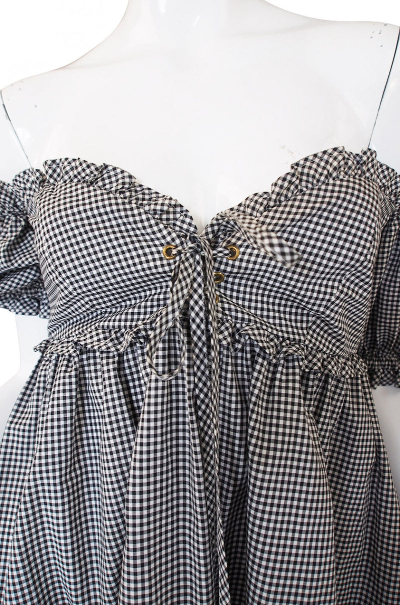 1990s Moschino Gingham Corset Mini Dress