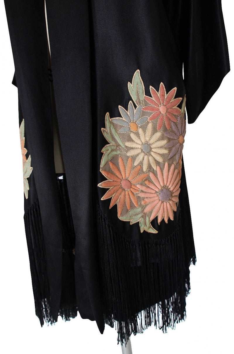 1920s Padded Flower Fringe Flapper Robe – Shrimpton Couture