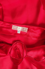 1980s Holly Harp Red Silk Dress