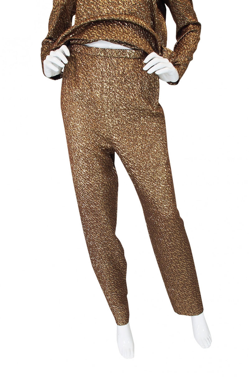 1960s Pierre Balmain Gold Silk Brocade Set