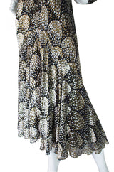 1970s Stavropoulos Metallic Silk Dress