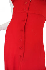 1970s Plunge Halter Ossie Clark Red Dress
