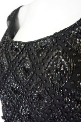1960s Heavy Hand Beaded Black Shift