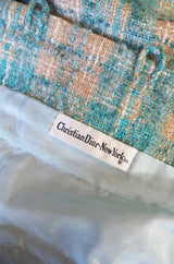 1960s Christian Dior Teal Boucle Suit