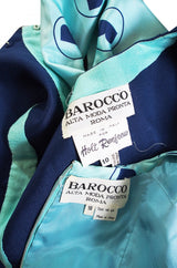 1960s Turquoise Barocco Silk Dress Set