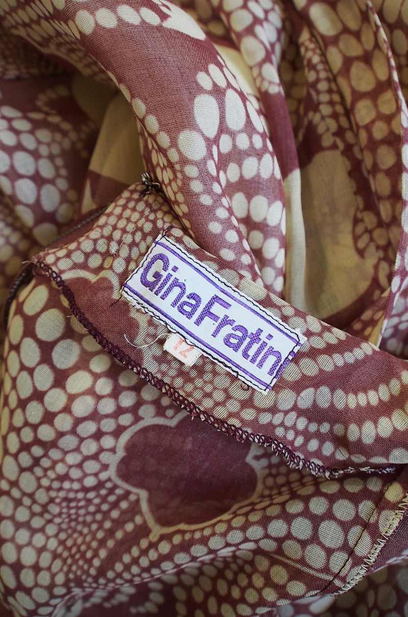 1960s Ruffled Gina Fratini Maxi Dress