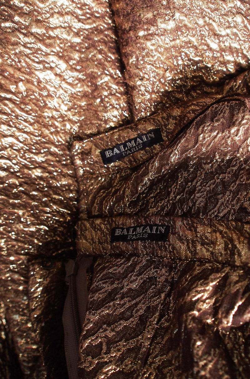 1960s Pierre Balmain Gold Silk Brocade Set