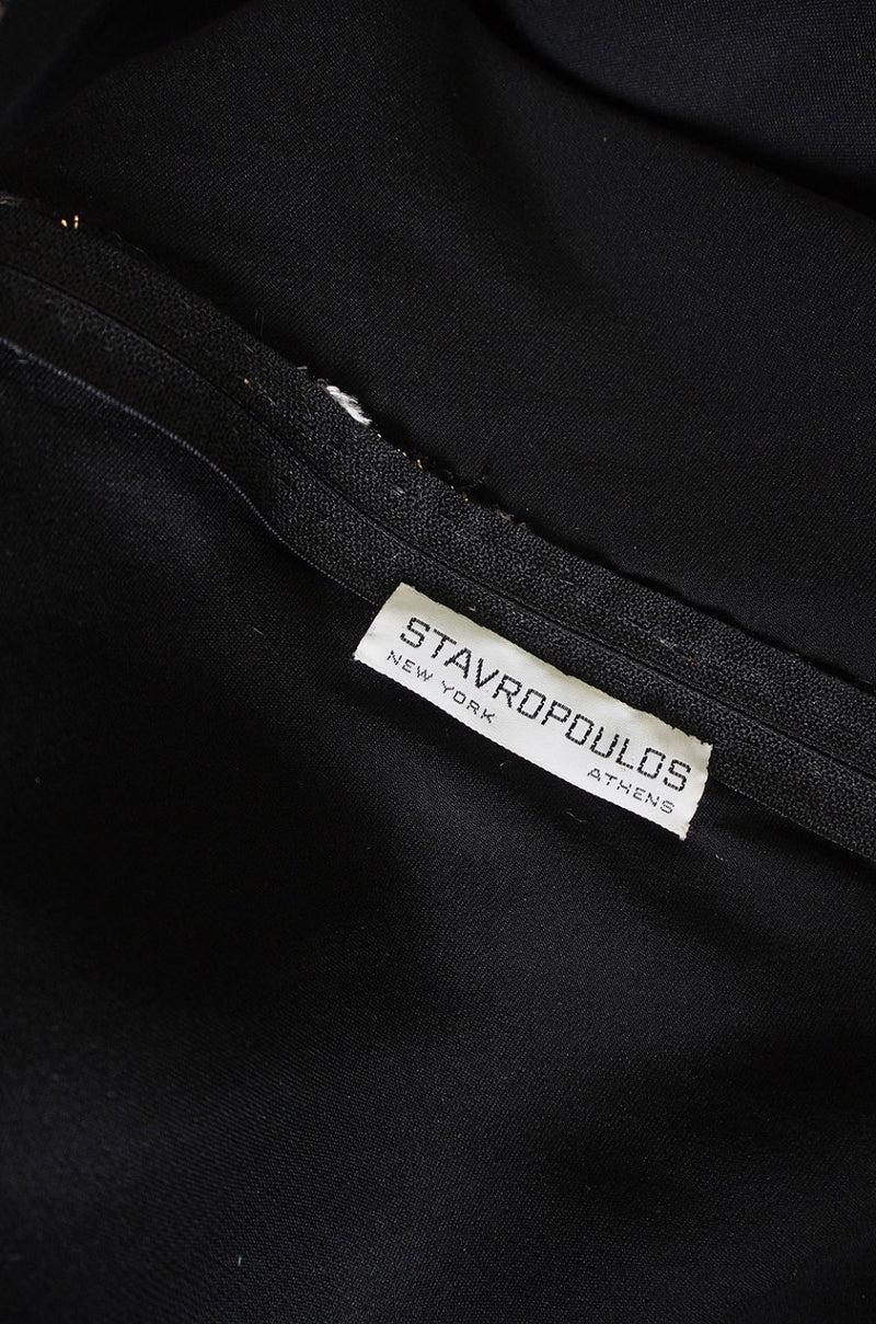 1970s Stavropoulos Metallic Silk Dress