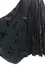 1980s Silver Accent Low Back Valentino Gown