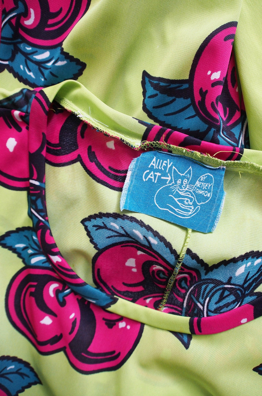 1970s Betsey Johnson Alley Cat Cherry Dress Shrimpton Couture