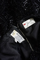 1960s Heavy Hand Beaded Black Shift