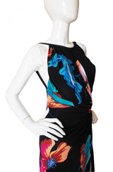 S/S 2001 Versace Couture Printed Jersey Cut Out Gown