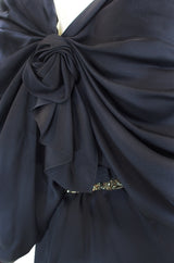 c2000s Yves Saint Laurent Midnight Blue Silk Bias Cut Dress