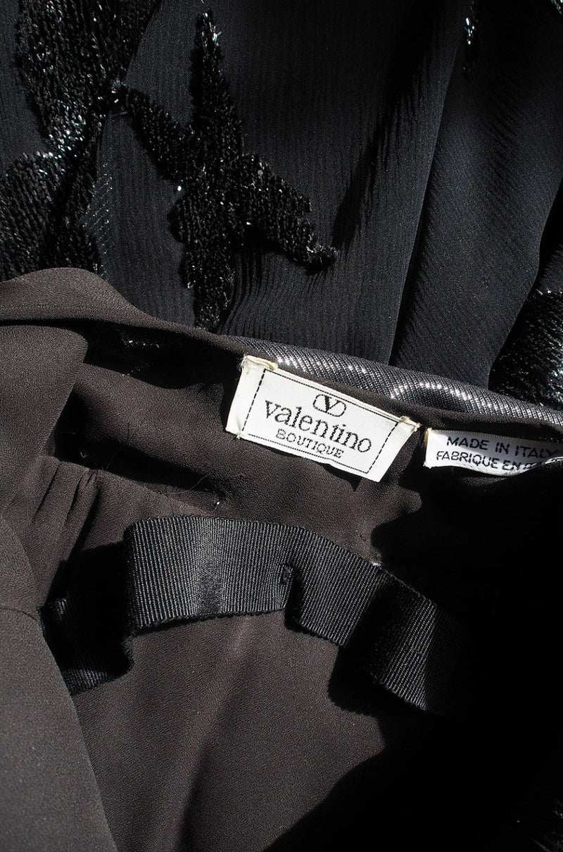 1980s Silver Accent Low Back Valentino Gown