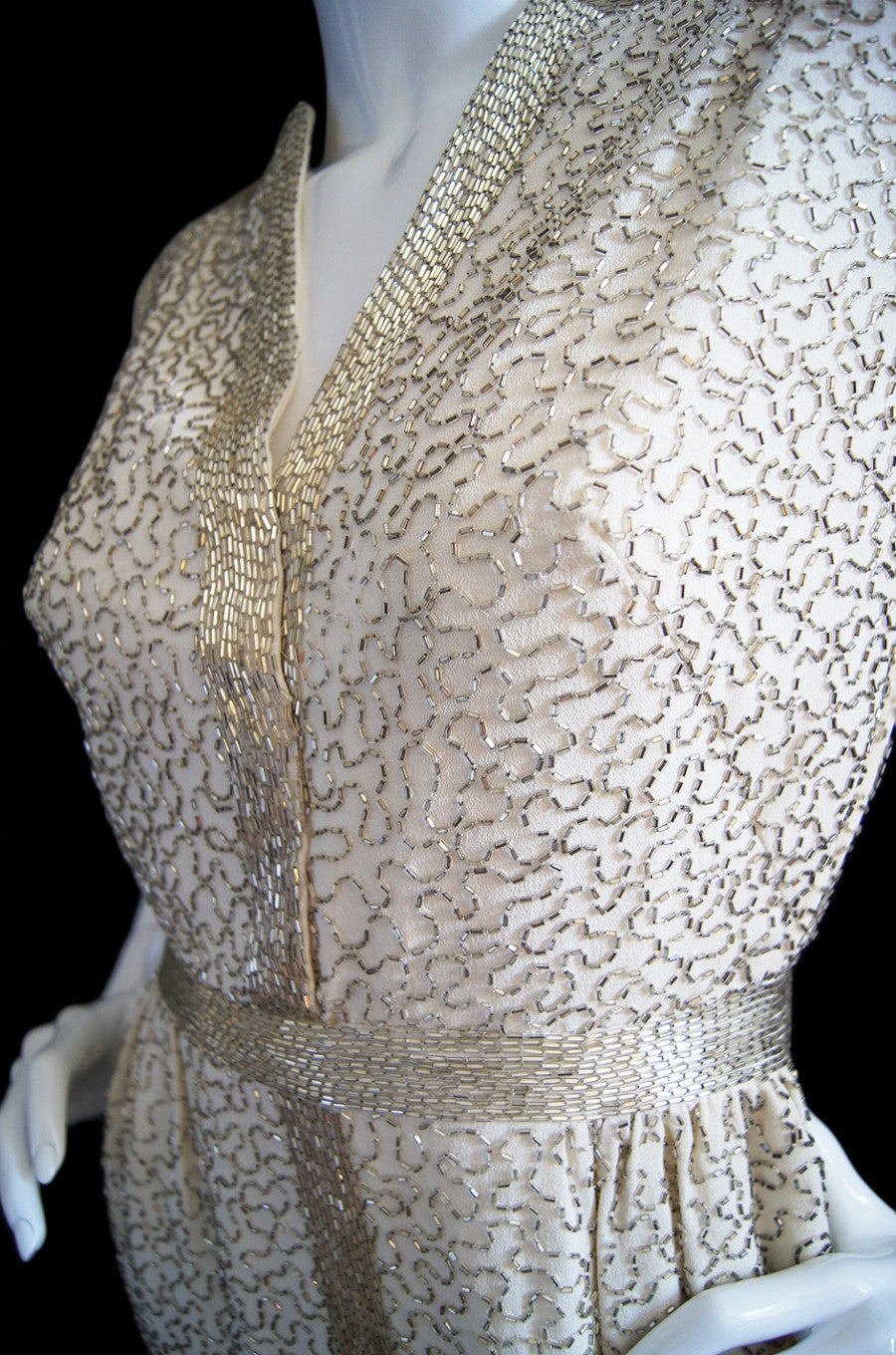 1960s Heavily Beaded Floral Malcolm Starr Dress main image 1