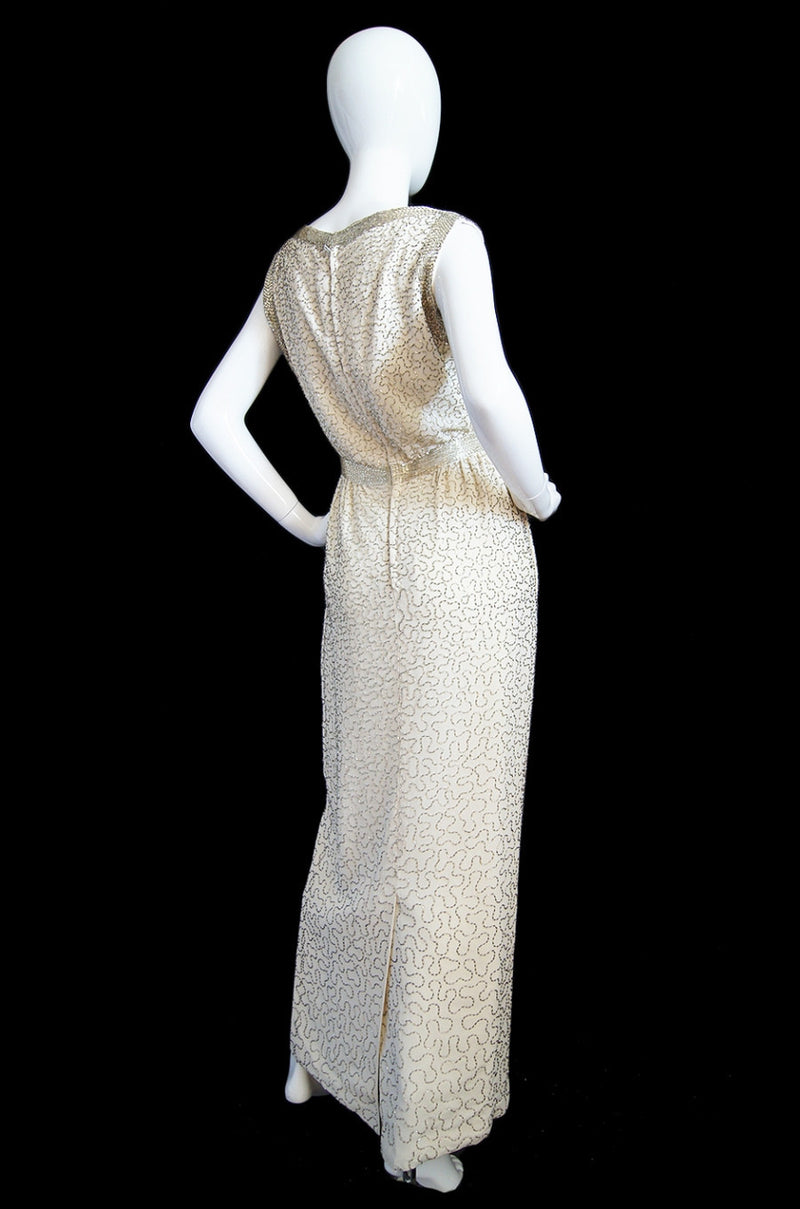 1960s Glam Beaded Malcolm Starr Gown