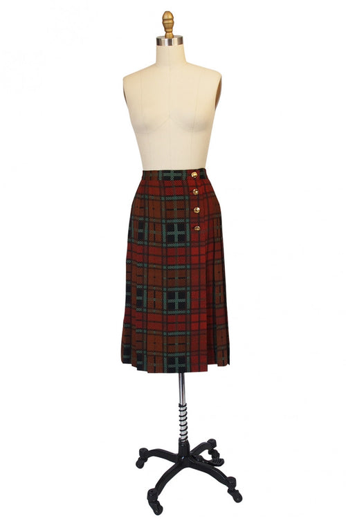 1970s Yves Saint Laurent Plaid Skirt