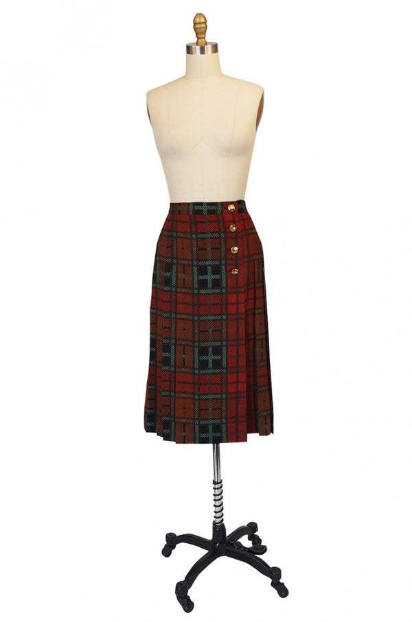 1970s Yves Saint Laurent Plaid Skirt