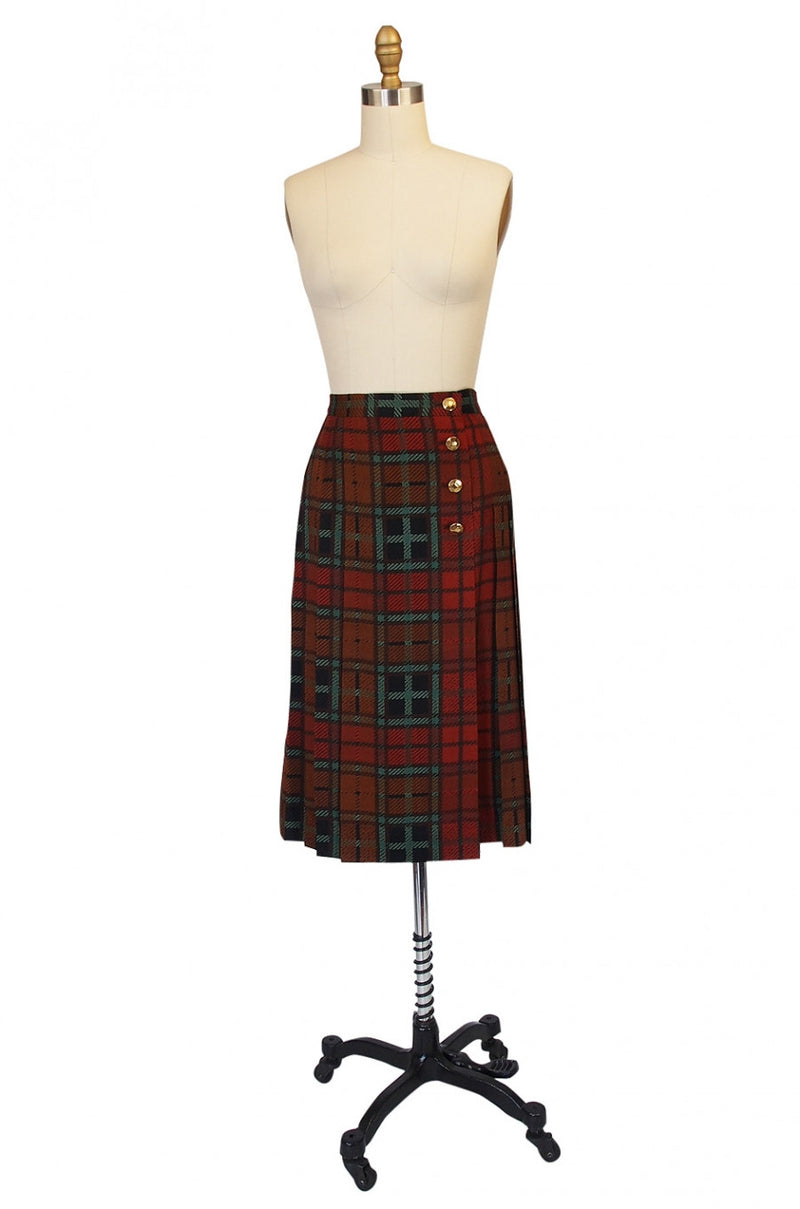 1970s Yves Saint Laurent Plaid Skirt