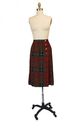 1970s Yves Saint Laurent Plaid Skirt