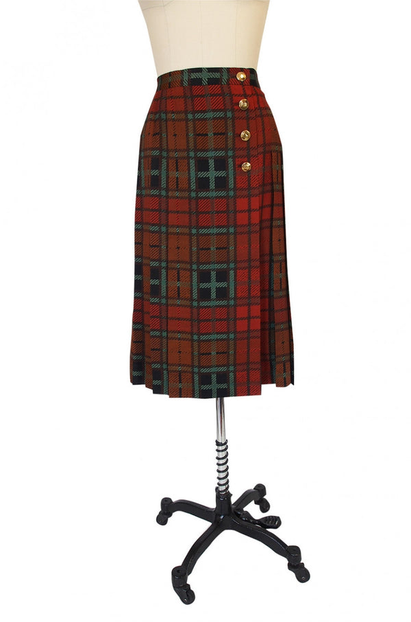 1970s Yves Saint Laurent Plaid Skirt