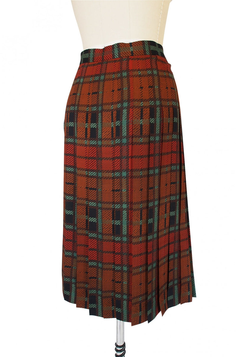 1970s Yves Saint Laurent Plaid Skirt
