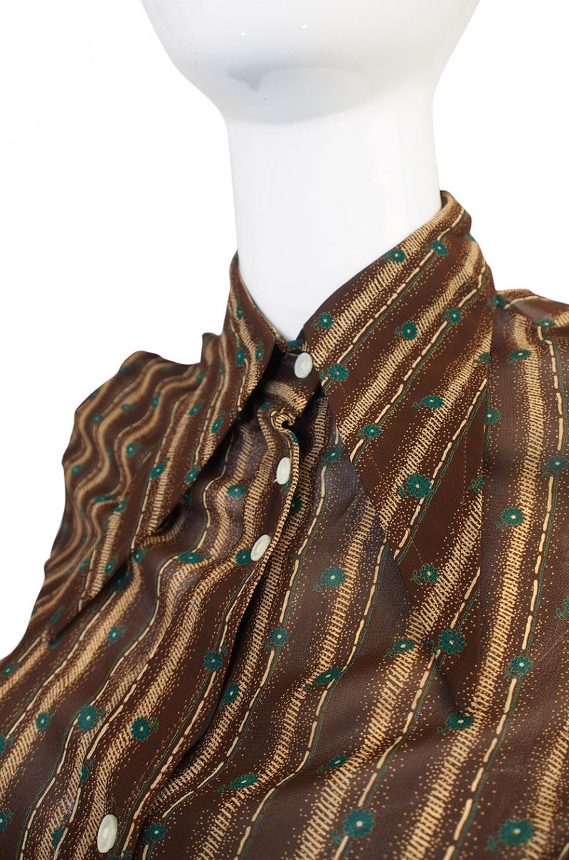 Rare 1960s Jeff Banks Pointed Collar Blouse