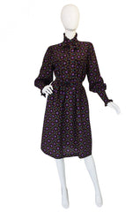 1970s Yves Saint Laurent Print Challis Dress