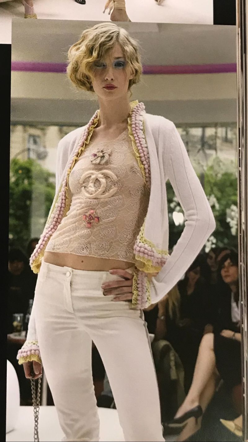 Dreamy Cruise 2004 Chanel by Karl Lagerfeld Pale Pink Knit Dress