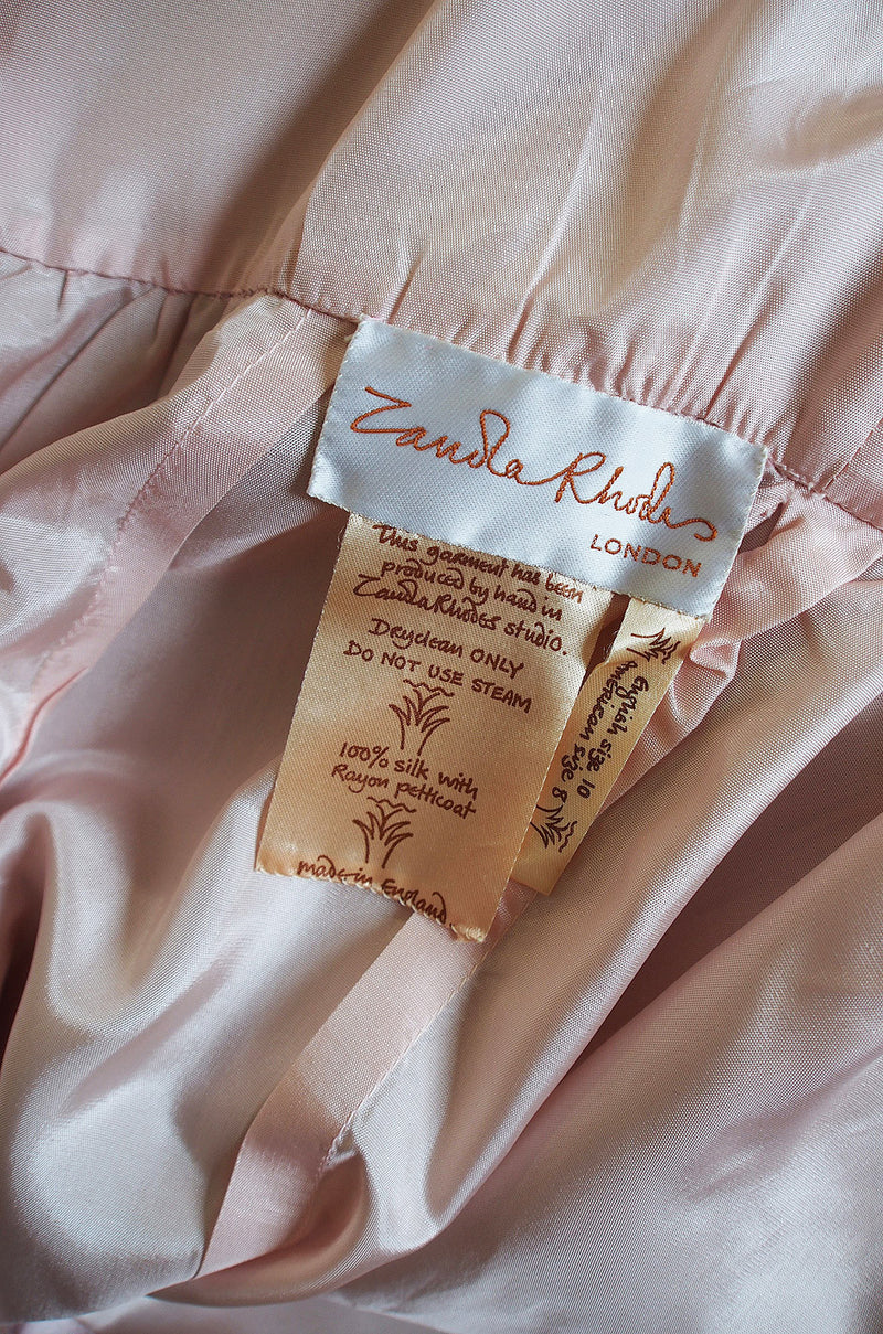 1970s Zandra Rhodes Hand Painted Silk Gown
