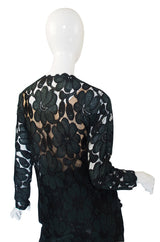 1980s Geoffrey Beene Deep Green Lace Set
