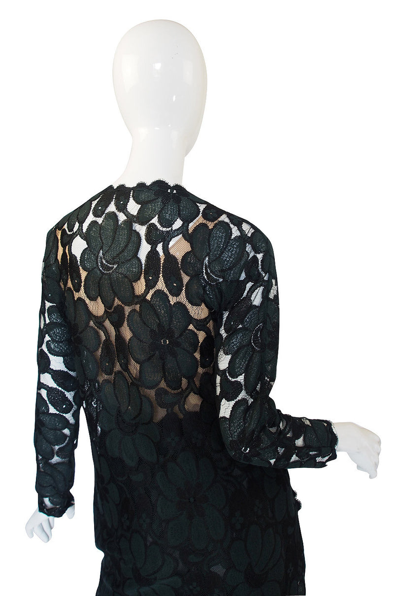 1980s Geoffrey Beene Deep Green Lace Set
