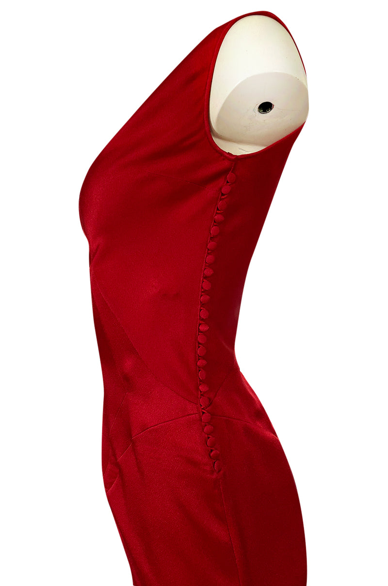 Early 2000s Christian Dior by John Galliano Red Silk Satin Bias Cut Dr Shrimpton Couture Early 2000s Christian Dior by John Galliano Red Silk Satin Bias Cut Dr Shrimpton Couture