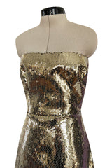 Resort 2020 Alex Perry Supermodel Long Strapelss Gold Sequin 'Howard' Dress