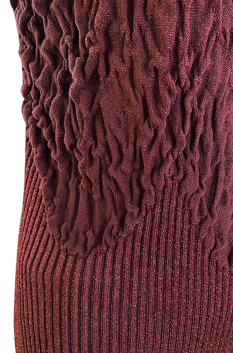 1990s Christian Lacroix Fitted Dress in a Deep Burgundy & Gold Metallic Knit