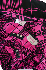 1970s Mr. Dino Pink Graphic Print Jersey Body Suit & Skirt Set