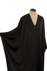 Easy to Wear 1970s Halston Simple & Chic Black Jersey Slip On Caftan Dress