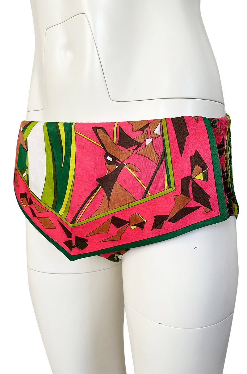 1968 Emilio Pucci Two Piece Coral Print Cotton Bikini Swimsuit