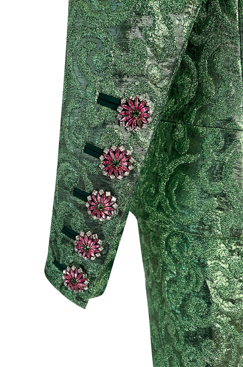 Fall 1989 Ady Couture Lausanne  Yves Saint Laurent Haute Couture Copy Green Metallic Suit